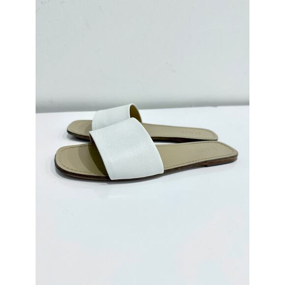 Raye Houston Leather Wide Strap Flat Slides Sandals Off White Womens Size US 7.5 - Picture 1 of 6
